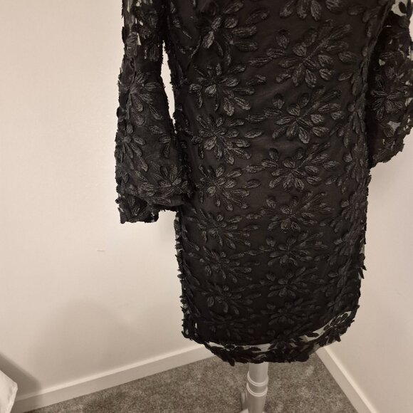 Lauren Flower Applique Witchy Cocktail Dress with Bell Sleeves - Picture 7 of 11